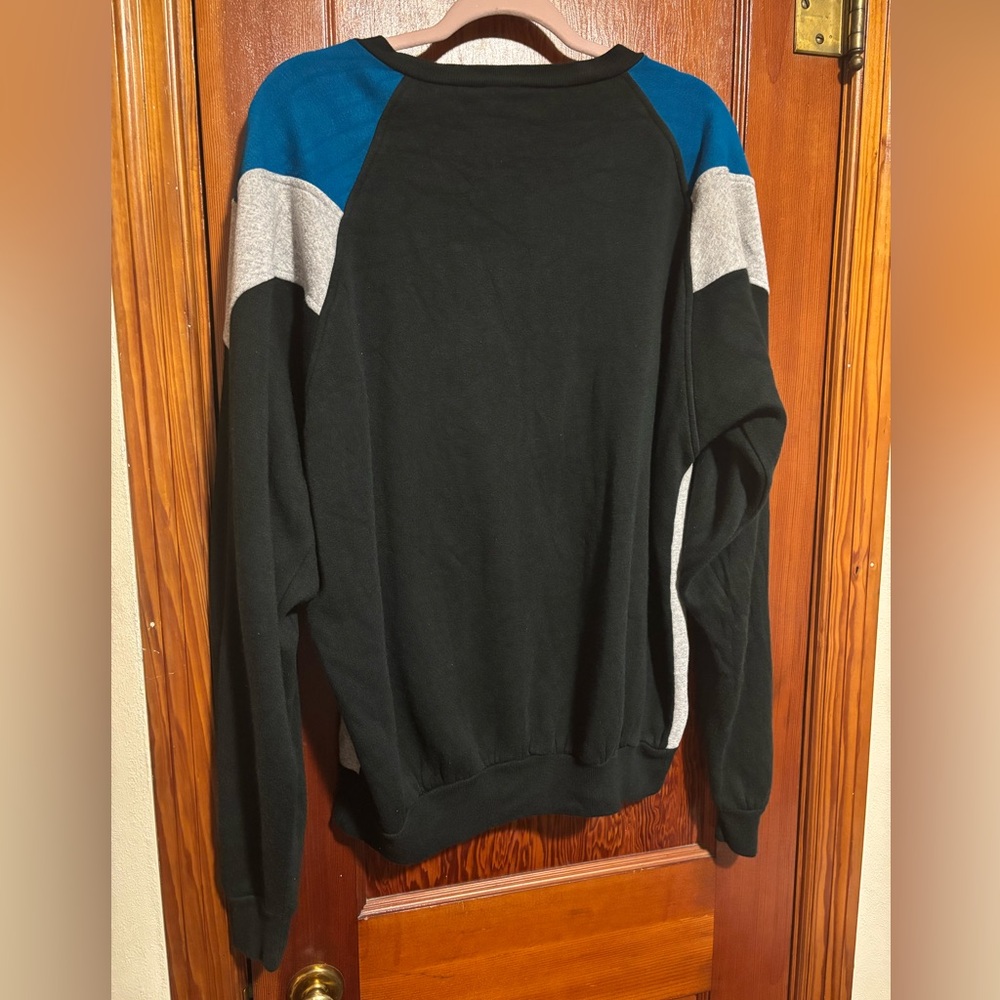 PONY VINTAGE Men's Black Gray and Blue Colorblock Crewneck Sweater Size XL - Picture 5 of 5